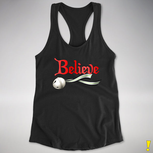 Believe Agender Pride Jingle Bell Racerback Tank - Black